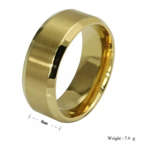 Gold Titanium Stainless Steel Men's Band Ring sz 9 - Picture 2 of 3
